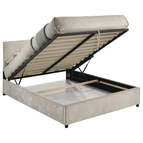 Dyer Upholstered Queen Lift-Top Storage Platform Bed Beige