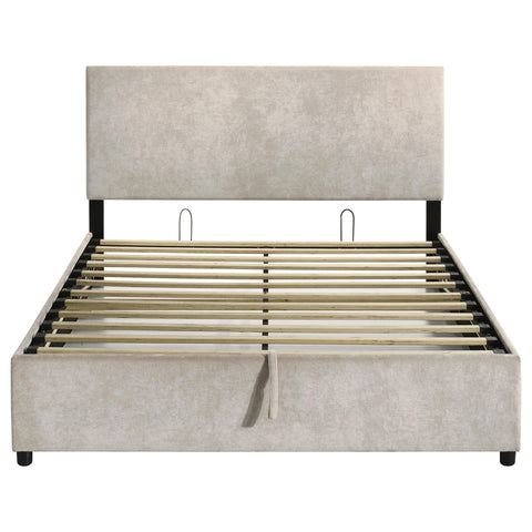 Dyer Upholstered Queen Lift-Top Storage Platform Bed Beige
