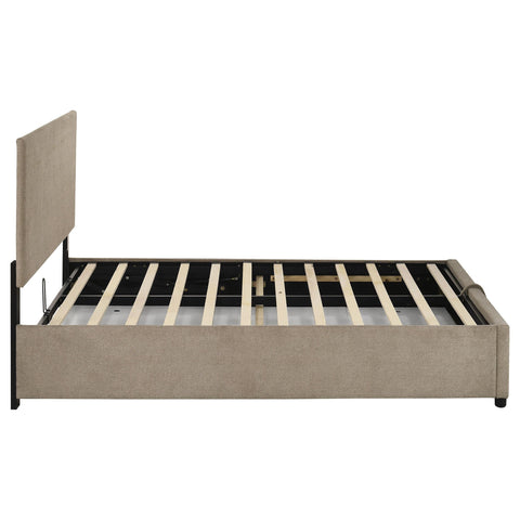 Dyer Upholstered Full Lift-Top Storage Platform Bed Tan