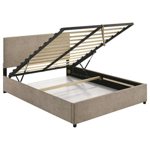 Dyer Upholstered Queen Lift-Top Storage Platform Bed Tan