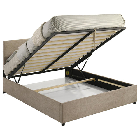 Dyer Upholstered Queen Lift-Top Storage Platform Bed Tan