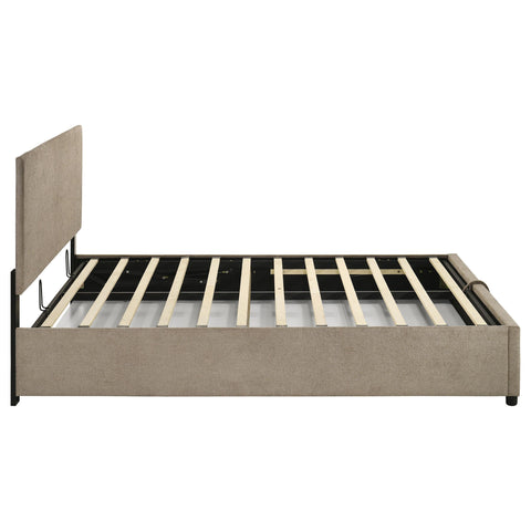 Dyer Upholstered Queen Lift-Top Storage Platform Bed Tan