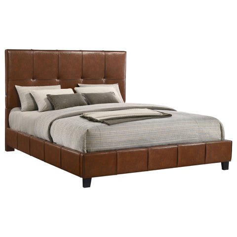 Booker Eastern King Leatherette Upholstered Panel Bed Brown
