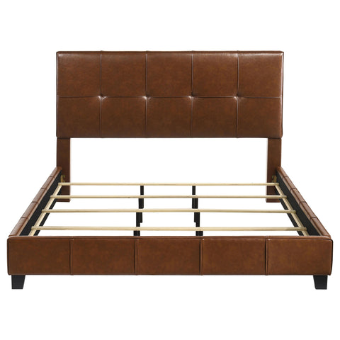 Booker Eastern King Leatherette Upholstered Panel Bed Brown