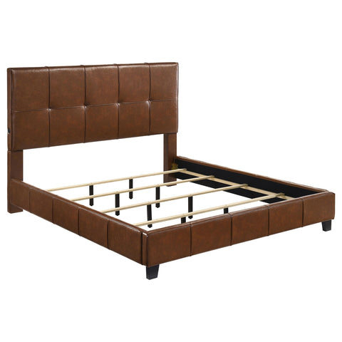 Booker California King Leatherette Panel Bed Brown