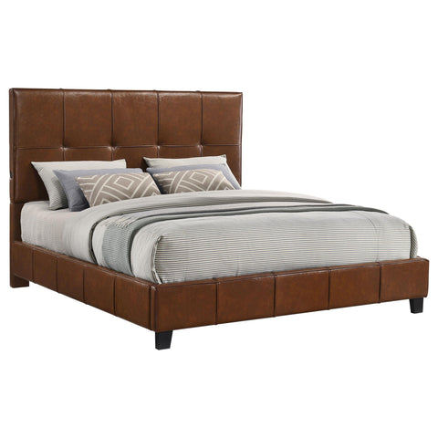 Booker California King Leatherette Panel Bed Brown