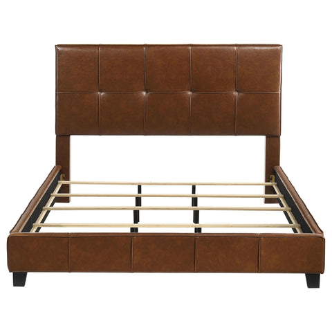 Booker California King Leatherette Panel Bed Brown