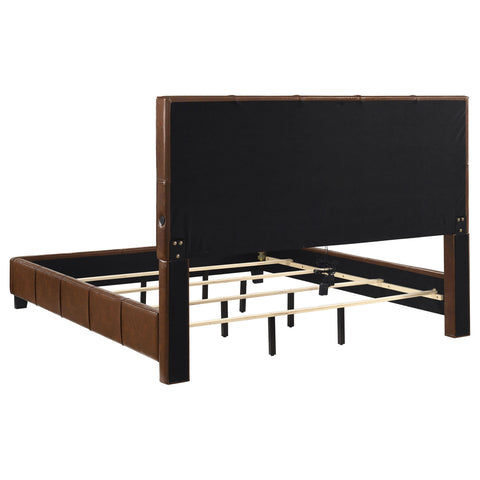 Booker California King Leatherette Panel Bed Brown