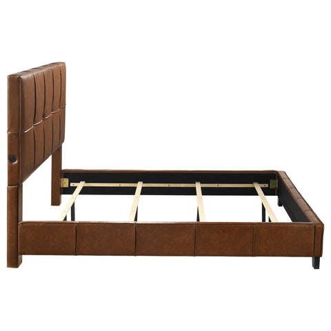 Booker California King Leatherette Panel Bed Brown