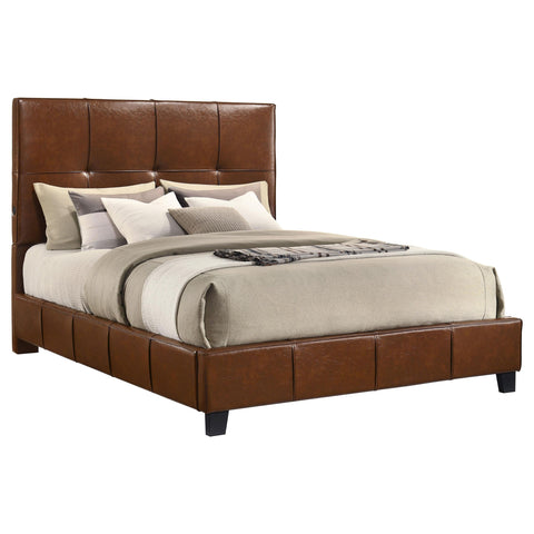 Booker Queen Leatherette Upholstered Panel Bed Brown