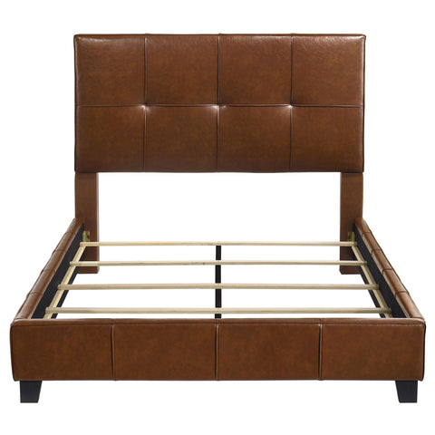Booker Queen Leatherette Upholstered Panel Bed Brown