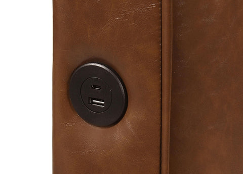 Booker Queen Leatherette Upholstered Panel Bed Brown