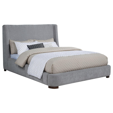 Medina Upholstered Eastern King Wingback Platform Bed Grey