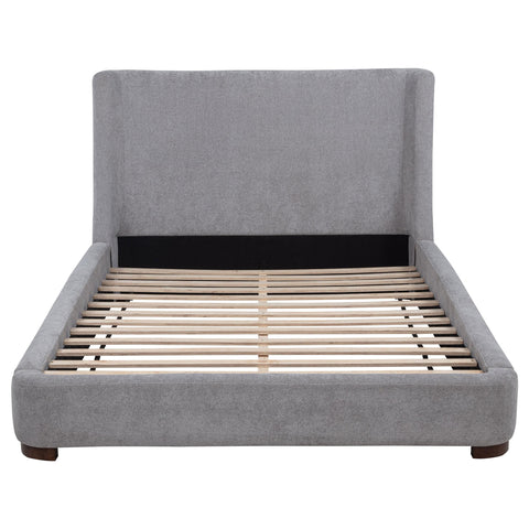 Medina Upholstered Eastern King Wingback Platform Bed Grey