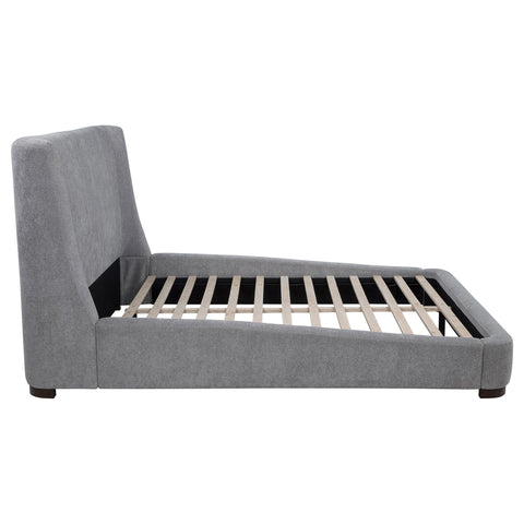 Medina Upholstered Eastern King Wingback Platform Bed Grey