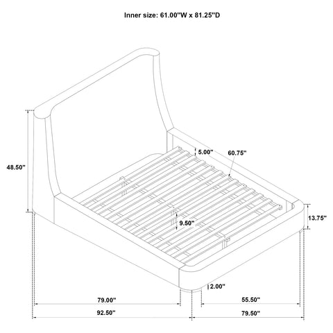 Medina Upholstered Queen Wingback Platform Bed Grey