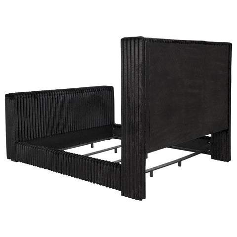 Mallory Upholstered Eastern King Wingback TV Bed Black