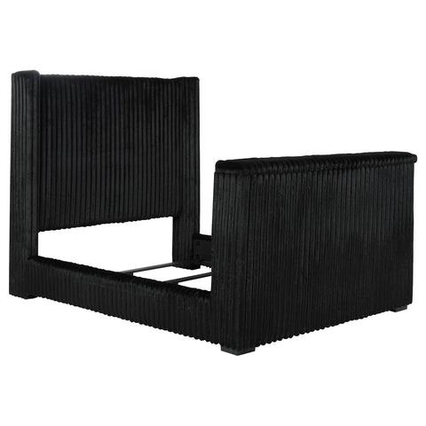 Mallory Upholstered Queen Wingback TV Bed Black