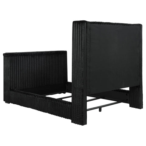 Mallory Upholstered Queen Wingback TV Bed Black