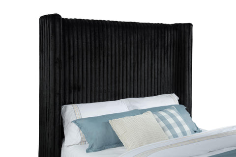 Mallory Upholstered Queen Wingback TV Bed Black