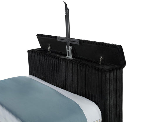 Mallory Upholstered Queen Wingback TV Bed Black