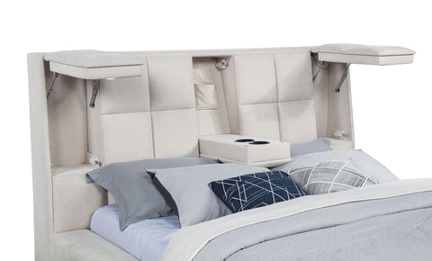 Holmes Upholstered Eastern King Panel Platform Bed Cream