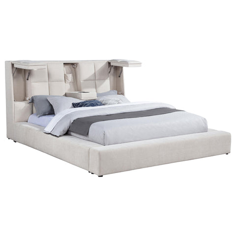 Holmes Upholstered California King Panel Platform Bed Cream