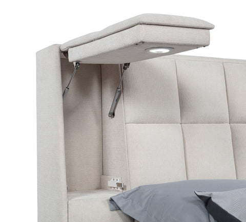 Holmes Upholstered California King Panel Platform Bed Cream