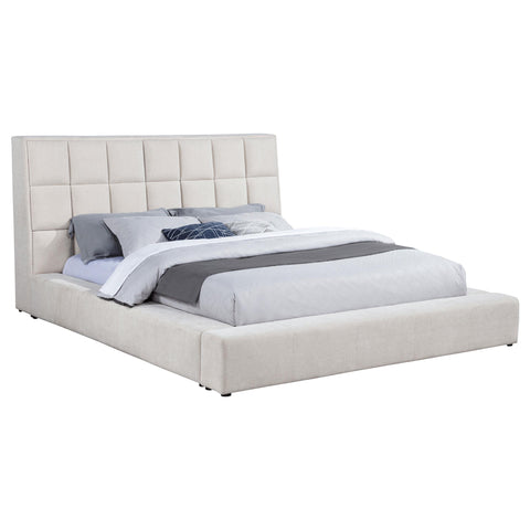 Holmes Upholstered Queen Panel Platform Bed Cream