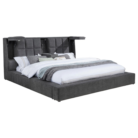 Holmes Upholstered California King Panel Platform Bed Grey