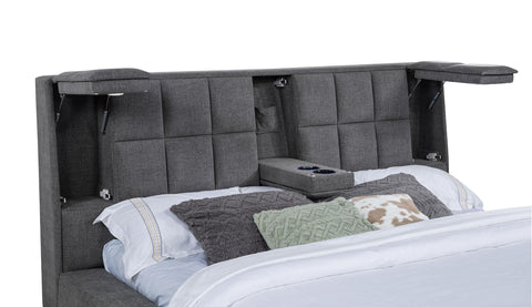 Holmes Upholstered California King Panel Platform Bed Grey