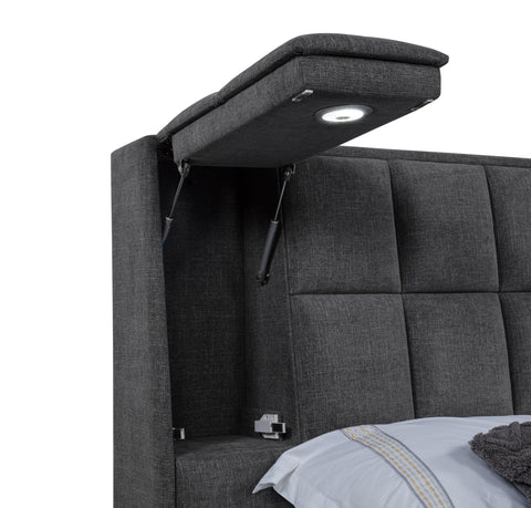 Holmes Upholstered California King Panel Platform Bed Grey