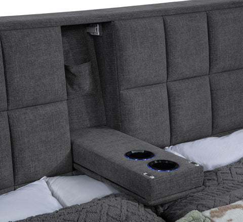 Holmes Upholstered Queen Panel Platform Bed Grey