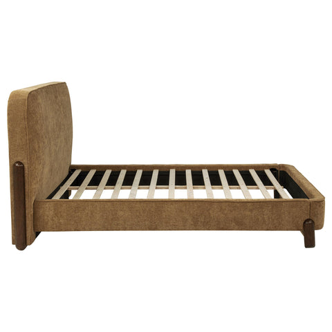 Ingram Upholstered Queen Platform Bed Curry and Walnut