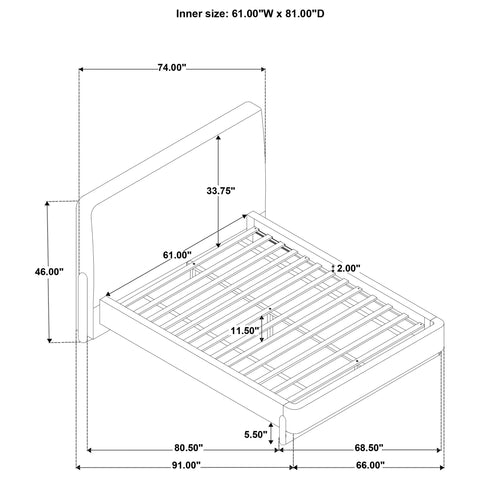 Ingram Upholstered Queen Platform Bed Curry and Walnut