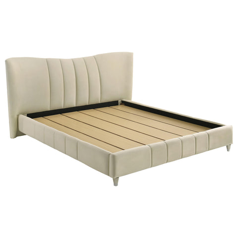 Comisso Upholstered Eastern King Panel Platform Bed Ivory