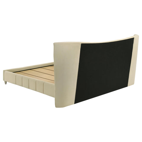 Comisso Upholstered Eastern King Panel Platform Bed Ivory