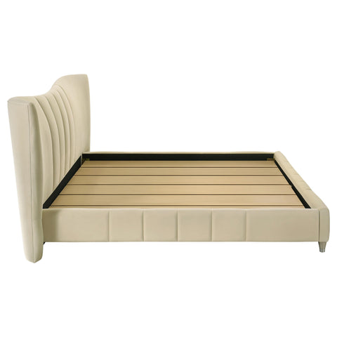 Comisso Upholstered Eastern King Panel Platform Bed Ivory