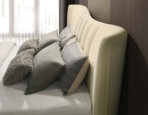 Comisso Upholstered Eastern King Panel Platform Bed Ivory
