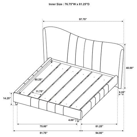 Comisso Upholstered Eastern King Panel Platform Bed Ivory