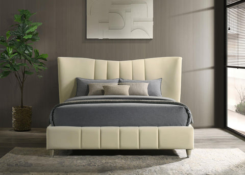 Comisso Upholstered Queen Panel Platform Bed Ivory