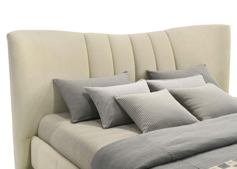 Comisso Upholstered Queen Panel Platform Bed Ivory