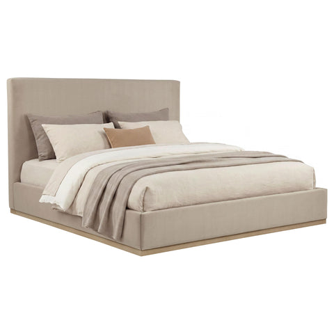 Thori Eastern King Fabric Upholstered Platform Bed Khaki