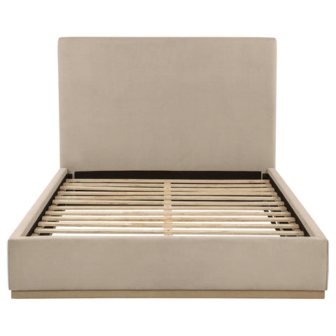 Thori Queen Fabric Upholstered Platform Bed Khaki