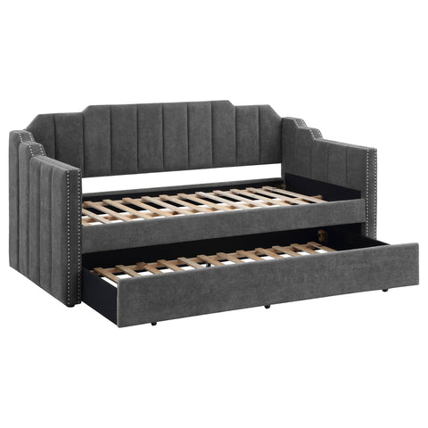 Renee Upholstered Twin Daybed with Trundle CharcoalCharcoal