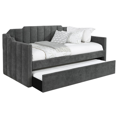 Renee Upholstered Twin Daybed with Trundle CharcoalCharcoal