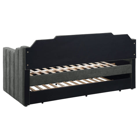 Renee Upholstered Twin Daybed with Trundle CharcoalCharcoal