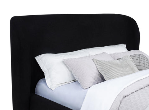 Laurelton Upholstered Eastern King Wingback Platform Bed Black
