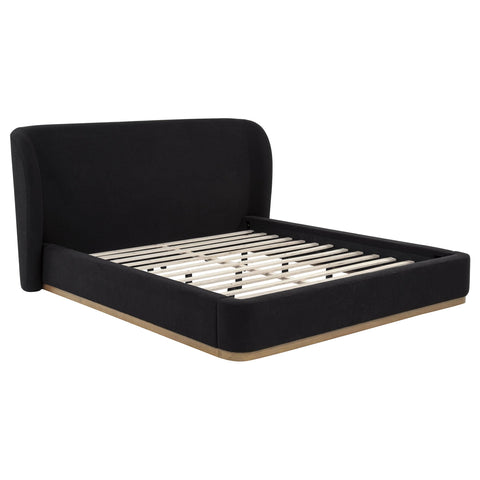 Laurelton Upholstered California King Wingback Platform Bed Black