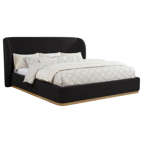 Laurelton Upholstered California King Wingback Platform Bed Black